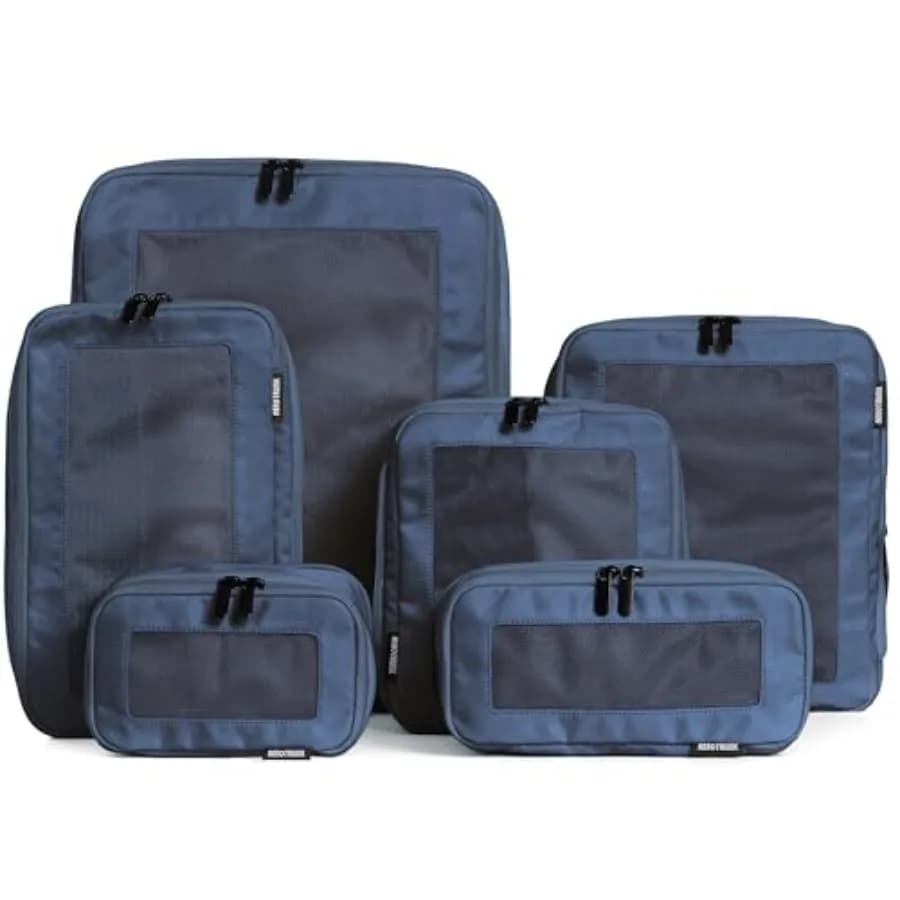 Cubi di compressione da viaggio per valigie in nylon resistente, design con doppia cerniera nera, salvaspazio e leggeri