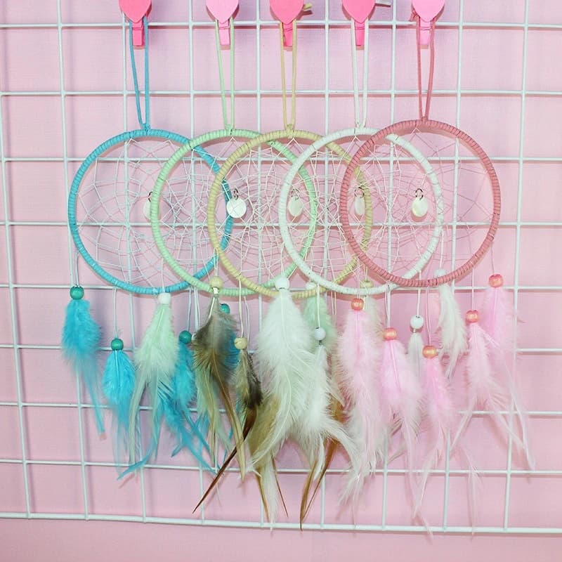 Dream Catcher Kit DIY Craft Supplies with Iron Ring Wood Beads Feathers for Home Bedroom Car Boho Decorations Handmade Gift