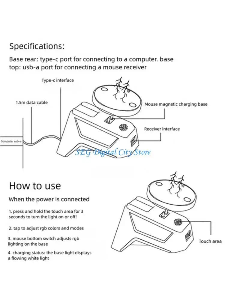 Dock ricarica per mouse wireless U75B Supporto universale per dispositivi antiscivolo per GPW4/GProX