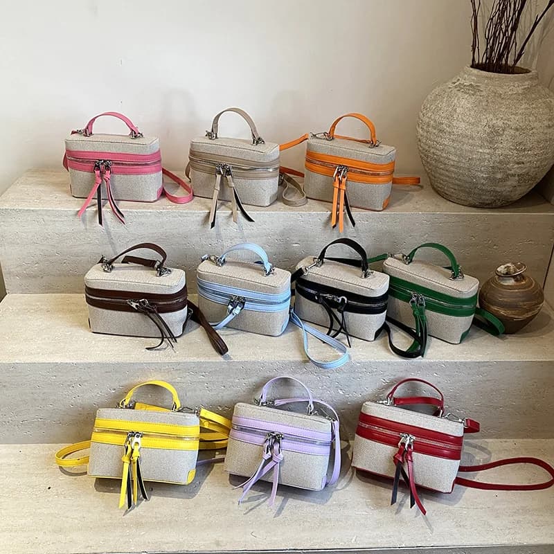 Borsa a tracolla da donna 2026 NUOVA in PU con cerniera, stile coreano casual, in tela, borsa a tracolla da donna