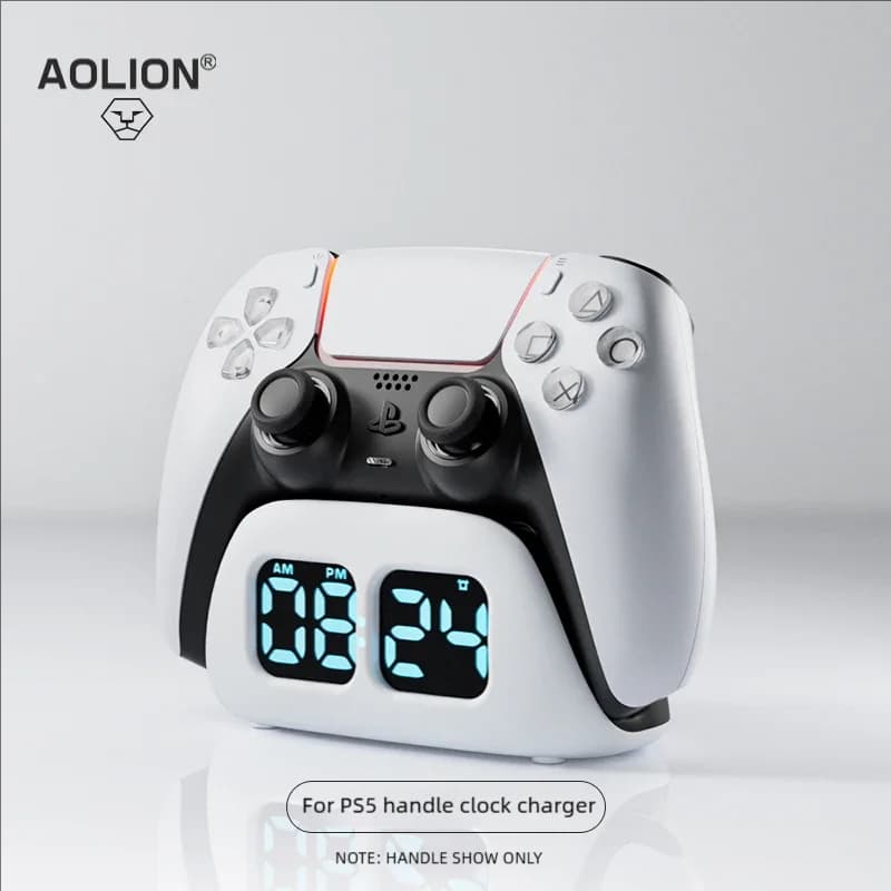 Base di ricarica Aolion per controller PS5 con orologio, ricarica wireless rapida e supporto da scrivania per accessori di gioco PlayStation Edge Elite