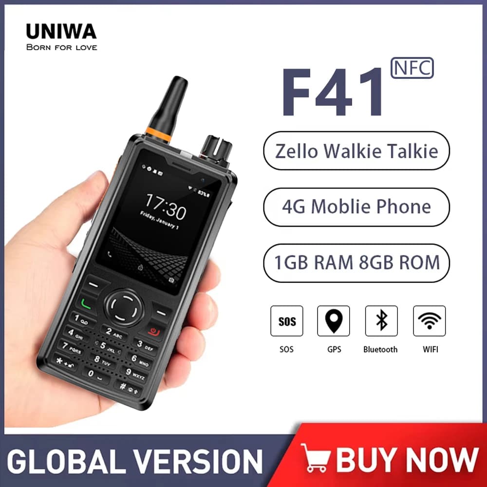 UNIWA F41 2.4 "Zello Walkie Talkie 4G Smartphone Android 8.1 telefono-y-communicazioni Impermeabile PTT 4600mAh NFC Cellulare In vendita