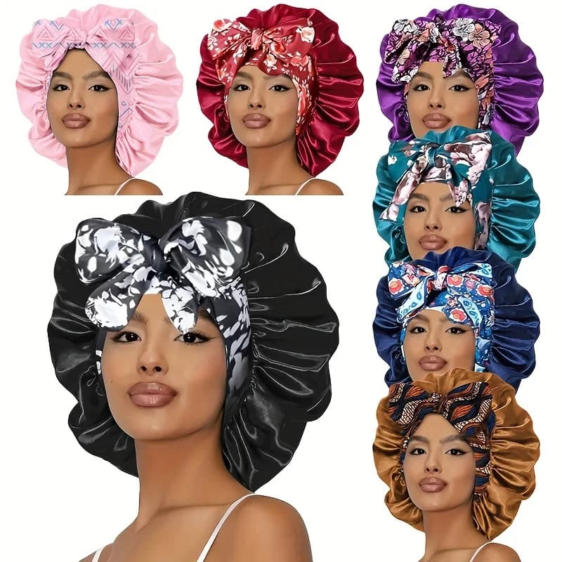 1 piece waterproof satin sleeping head, breathable and eco-friendly, for women's sleep regulated with elastic shower head