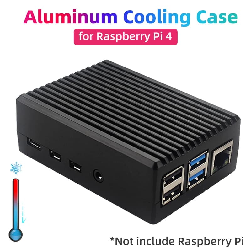 Raspberry Pi 4 Custodia in lega di alluminio Nero Grigio Guscio in metallo Custodia di raffreddamento passivo per Raspberry Pi 4 Modello B RPI 4B Pi4