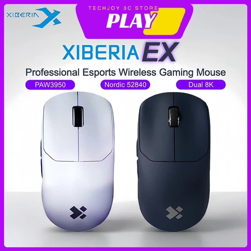 XIBERIA EX Wireless Gaming Mouse Dual 8000Hz Polling Rate PAW3950 Nordic52840 FPS Gaming Mouse Lightweight Bluetooth Office Mice