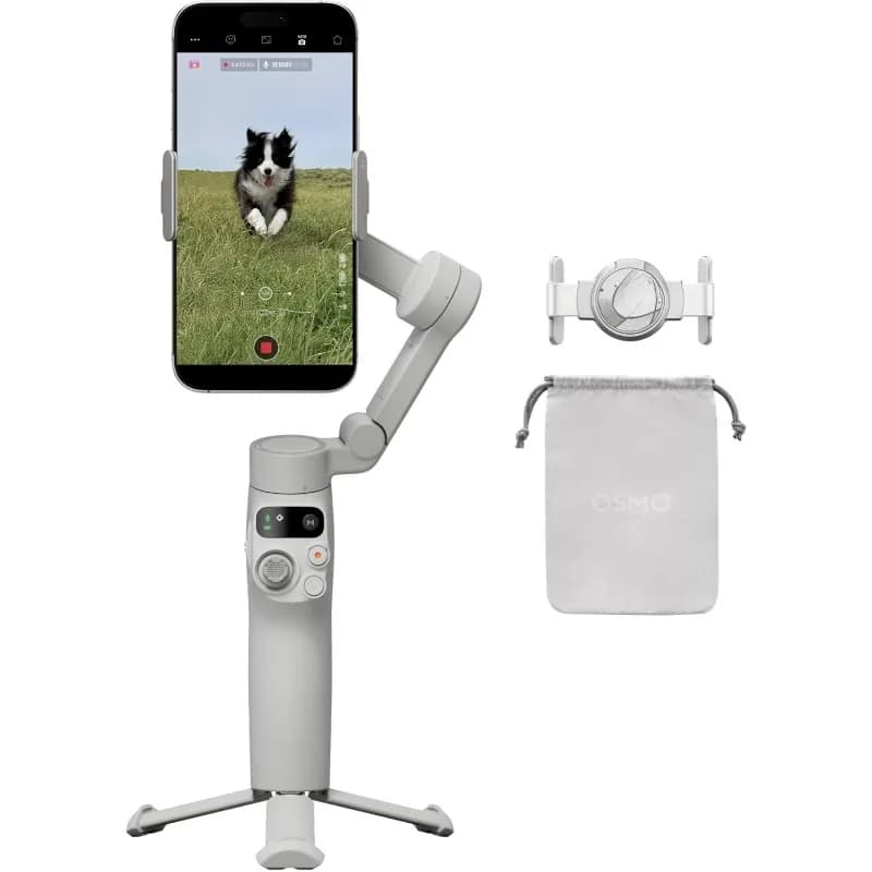 Stabilizzatore cardanico Osmo Mobile 7 per iPhone, Android, treppiede integrato, stabilizzatore portatile per iPhone, selfie stick, 3 assi
