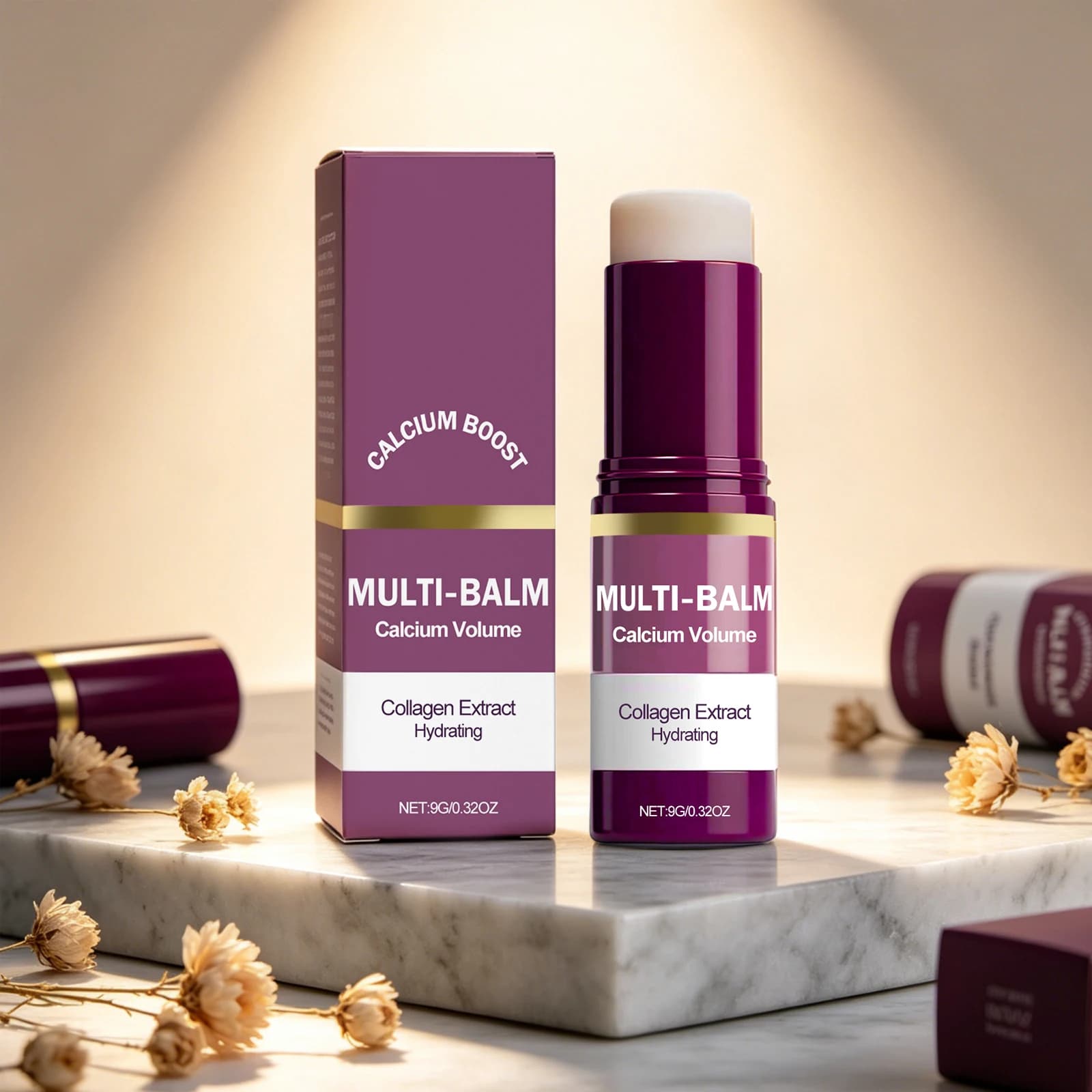 Balsamo Multiuso al Calcio Tutto in Uno, Trattamento Idratante Anti-Rughe per Viso e Occhi, Stick Multi-Balsamo al Collagene per la Cura della Pelle