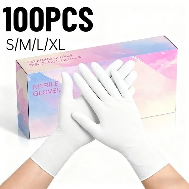 50/100PCS Guanti in nitrile bianco Guanti monouso in nitrile per la pulizia della casa adatti per la lavorazione degli alimenti Bellezza Parrucchiere