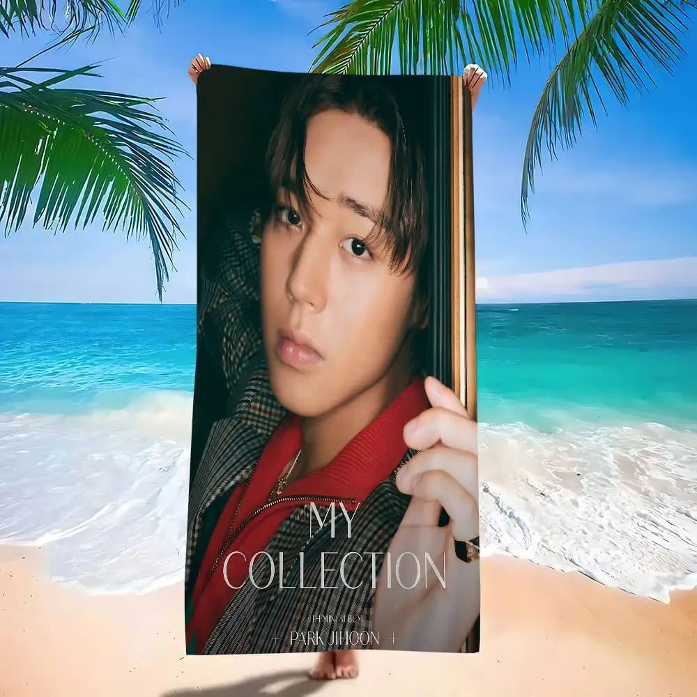 Asciugamano da spiaggia in stile anime coreano P-PARK JI H-HOONs, morbido e assorbente, regalo per bambini, per viaggi, campeggio, palestra
