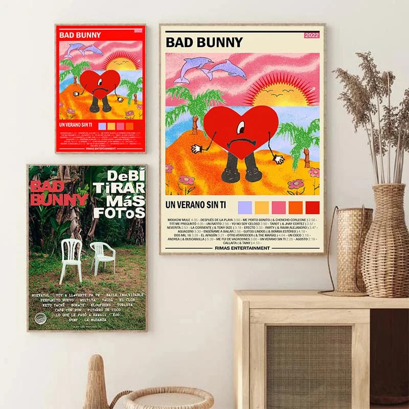 Bad Bunny Hip Hop Rap Music Album Cover Poster Print Wall Art Pictures Canvas Painting Living Room Bedroom Home Decor Gift