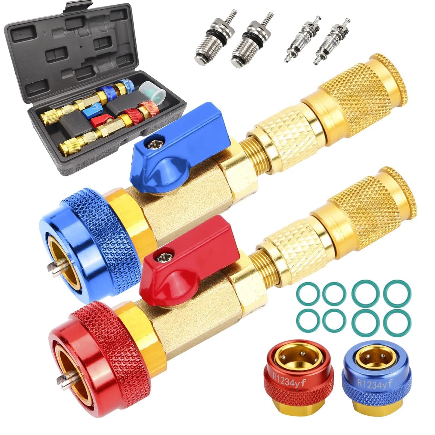 R134A R1234YF Valve Core Tool Air Condition Valve Core Refrigeration Schrader Valve Core Remover Tool with O-Ring Rubber Seal
