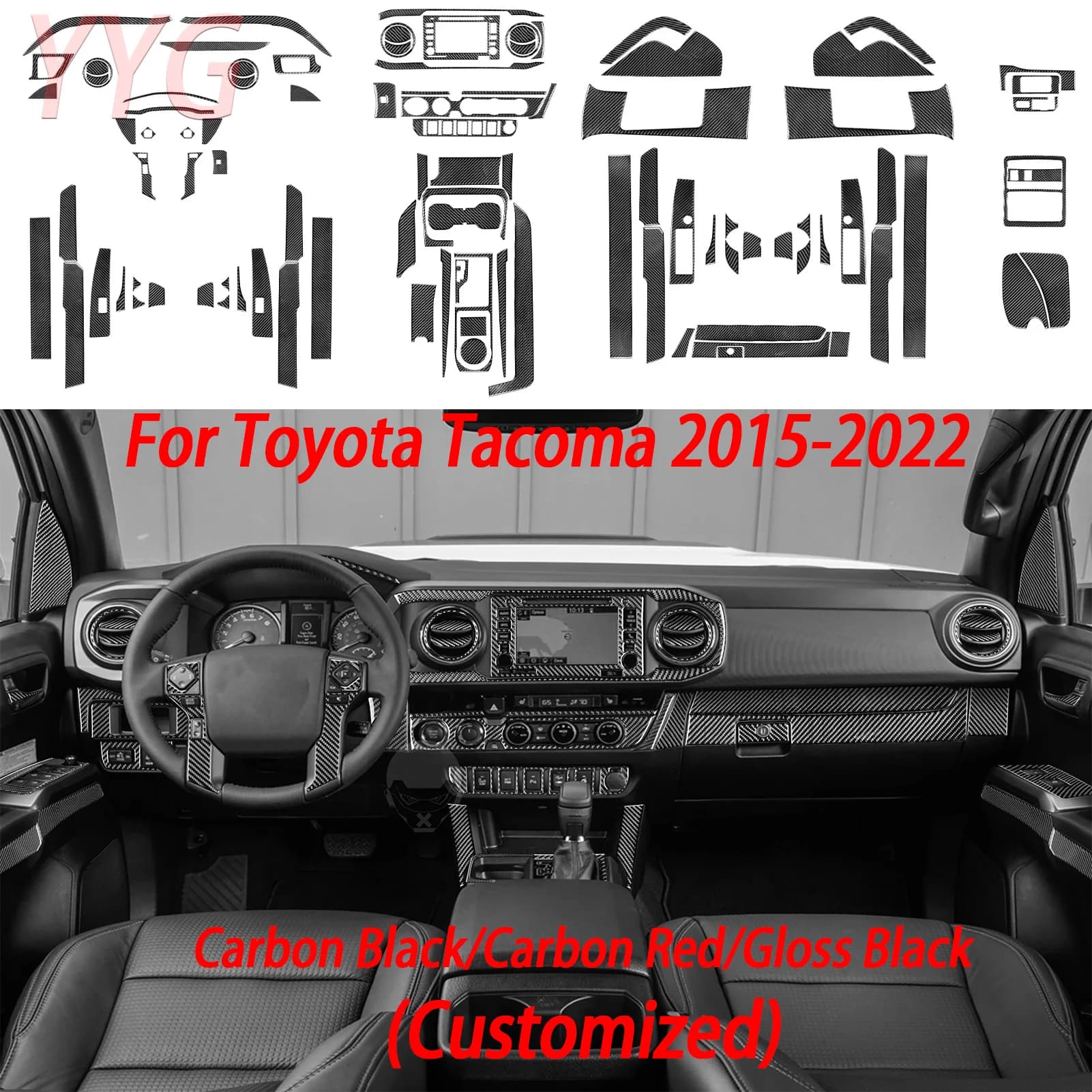 Pannello del cambio di controllo centrale Air Vent Trim Copilota Cruscotto Decor Accessori Adesivo interno per Toyota Tacoma 2015-2022