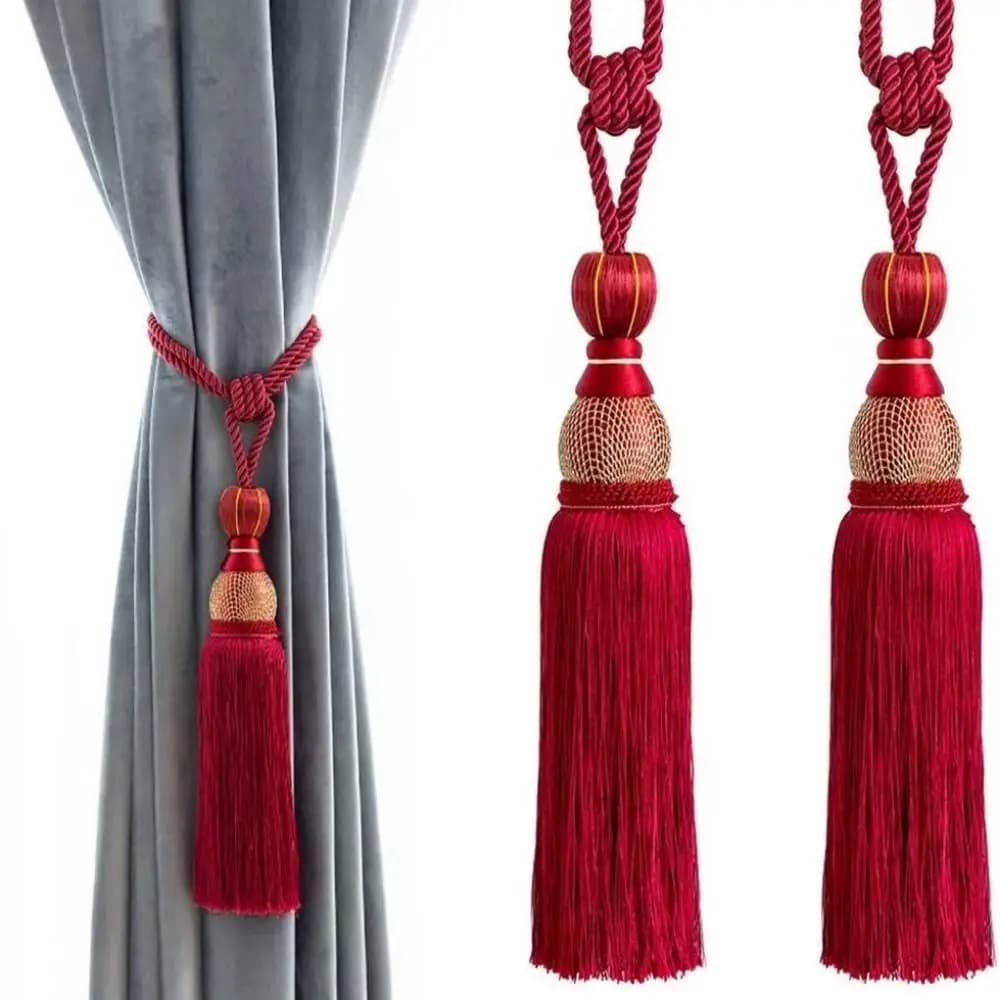 Nessuna installazione Nappe per tende Tieback Filato di poliestere Fascette per tende con nappe senza punzonatura Filo dorato Palla sospesa Multicolor