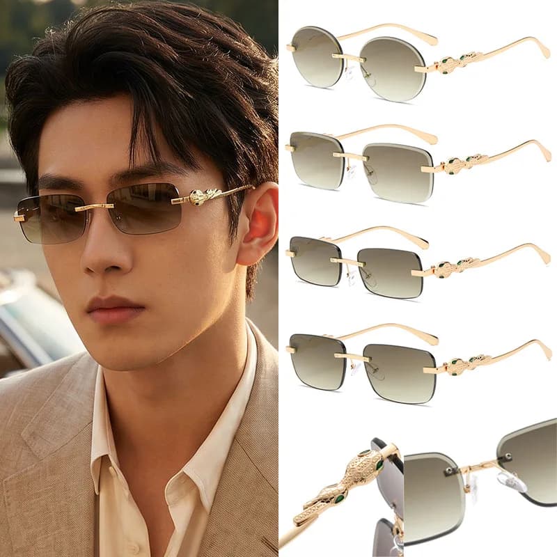 Snakehead frameless trimmed light luxury metal legs men and women with the same style gradual change sunshade glasses retro glasses factory spot