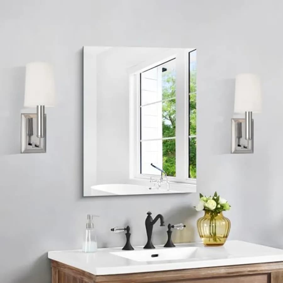 Specchio CILIBER, specchio da parete 18x24, specchio rettangolare da bagno sopra il lavabo, specchio da toeletta da 18 pollici con bordo lucidato, 3 mm