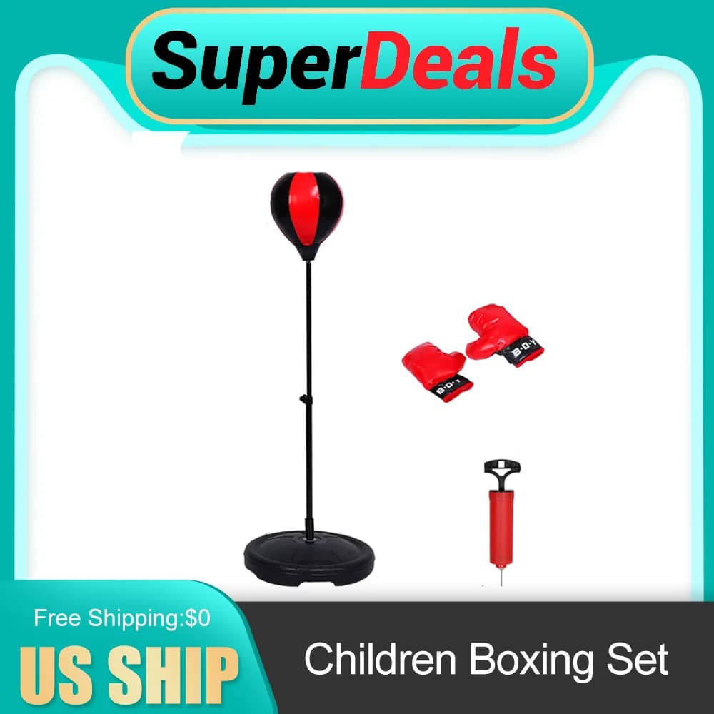 Children's boxing set Children's boxing ball Adjustable height Children's boxing bag Fast boxing sports set Fighting game with gloves