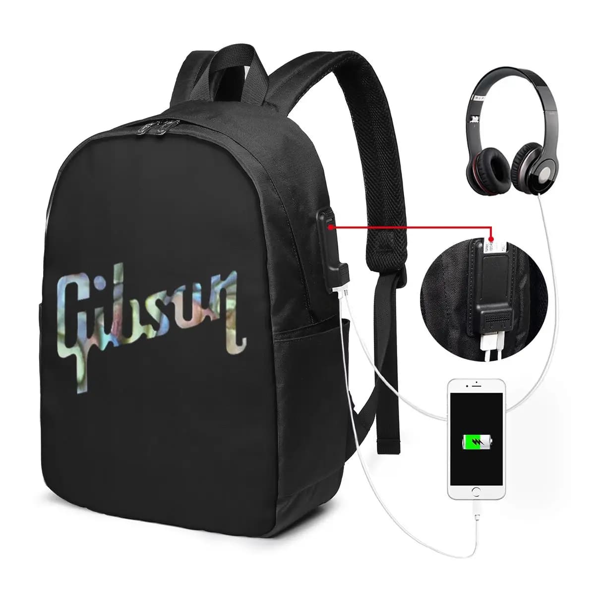 Zaino Gibson Les Paul, borsa da viaggio per notebook, borsa per computer, borsa per studenti universitari, borsa per laptop, borse a tracolla per uomo e donna