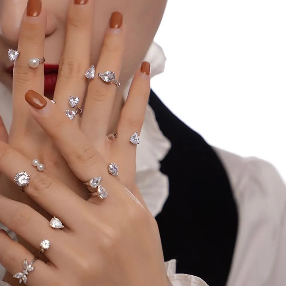Punk Simple Luxury Rhinestone Prsonality Butterfly Fashion Jewelry Korean Style Ring Female Ring Open Finger Ring