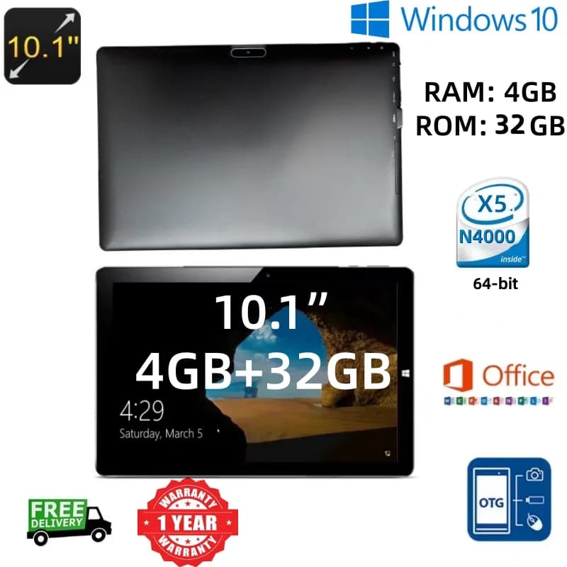 MTL10W Tablet PC Windows 10 da 10.1 Pollici 64-bit, 4GB RAM 32GB ROM, CPU Intel Celeron N4000 Dual Core, 1280*800 IPS, WIFI, Bluetooth 4.0