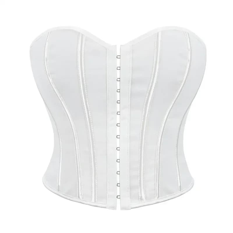 Corsetto bianco Crop Top Donna Overbust Bustier Vest Lingerie sexy Body Shaper Corsetto corto per torso Elegante streetwear