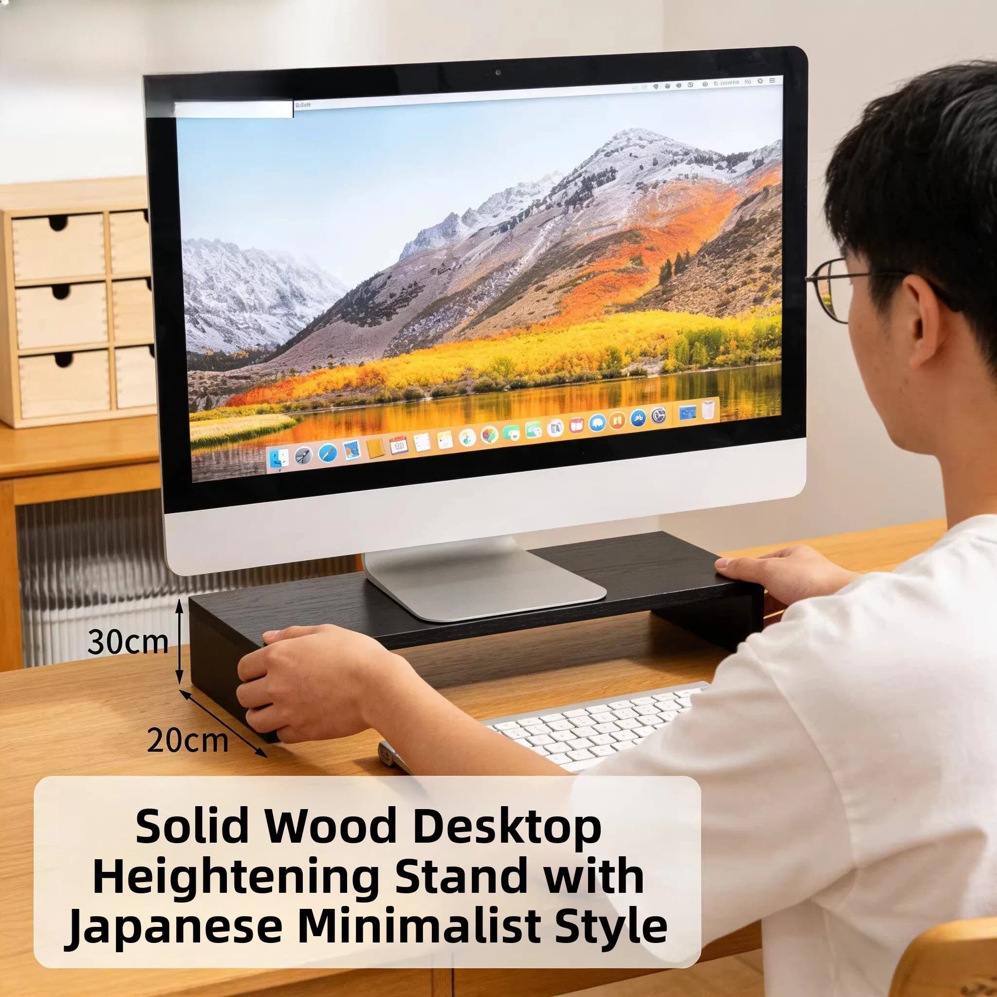 Computer Desk Riser Wood Display Stand Elevator Base Desktop Heightened Bracket Monitor Screen Holder Organizer Rack
