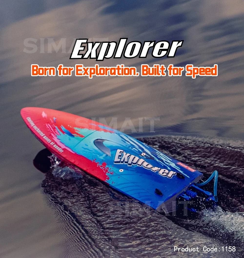 Barca RC TFL 1158 Explorer Mini RTR 60+KM/H Autogirante Impermeabile con Motore, ESC, Batteria e Caricabatterie