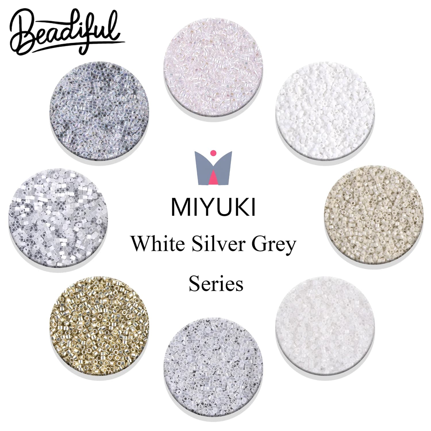 Miyuki Delica Beads 11/0 White Silver Grey | 10g 2000pcs | For Seed Bead Earrings, Loom Weaving & DIY Jewelry Making Supplies