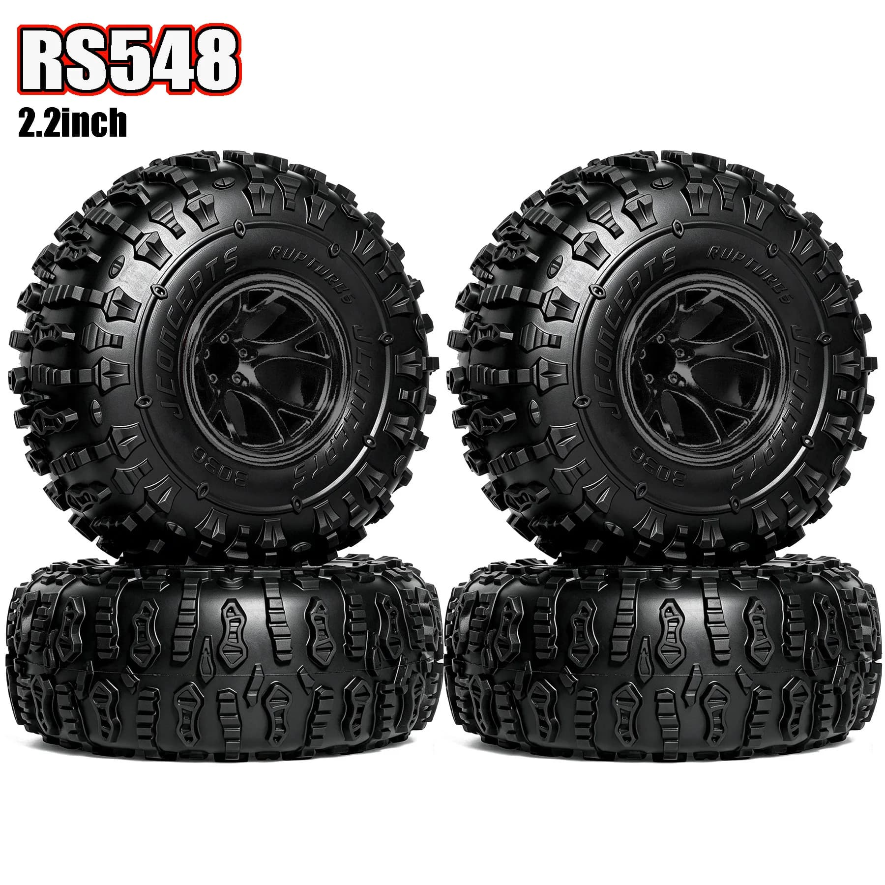 4 Pezzi Ruote in Gomma da 148mm per Auto RC Crawler 1/10 Axial SCX10 Pro Wraith Capra RR10 Trxs TRX4
