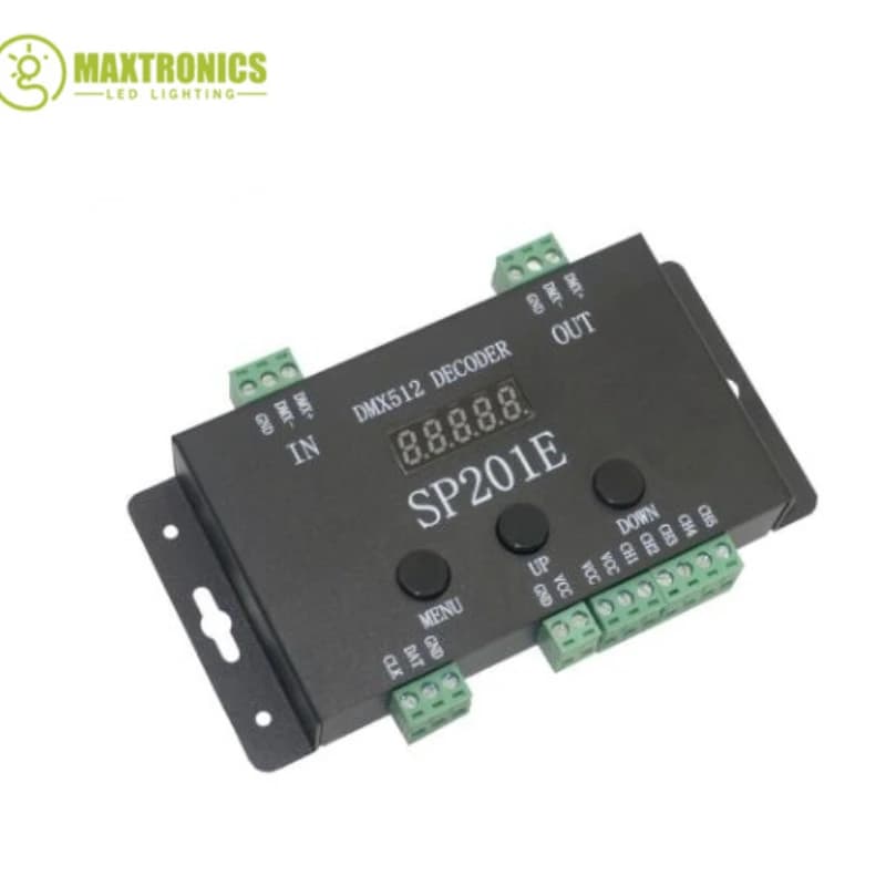 SP201E Controller decodificatore DC5V-24V DMX512 Segnale SPI indirizzabile IC RGB led Pixel Uscita PWM a 5 canali WS2811 2812 1903 Striscia LED