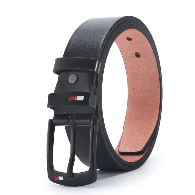 Men's Fashionable PU Alloy Square Buckle Winter Black Belts for Men Jean Pants Belt