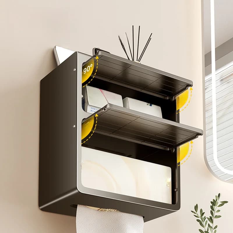 No Drill Dispenser Toilet Paper Holder For Modern Bathroom Organization Carbon Steel Construction Moisture Resistant