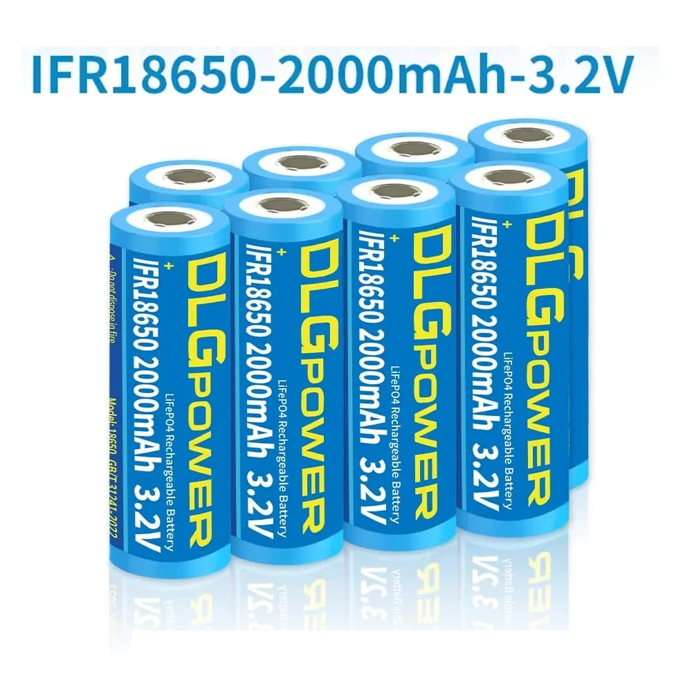 Batteria Ricaricabile DLGPOWER 18650 LiFePo4 2000mAh 3.2V per Giocattoli, Torce, Rilevatori di Fumo, Fari