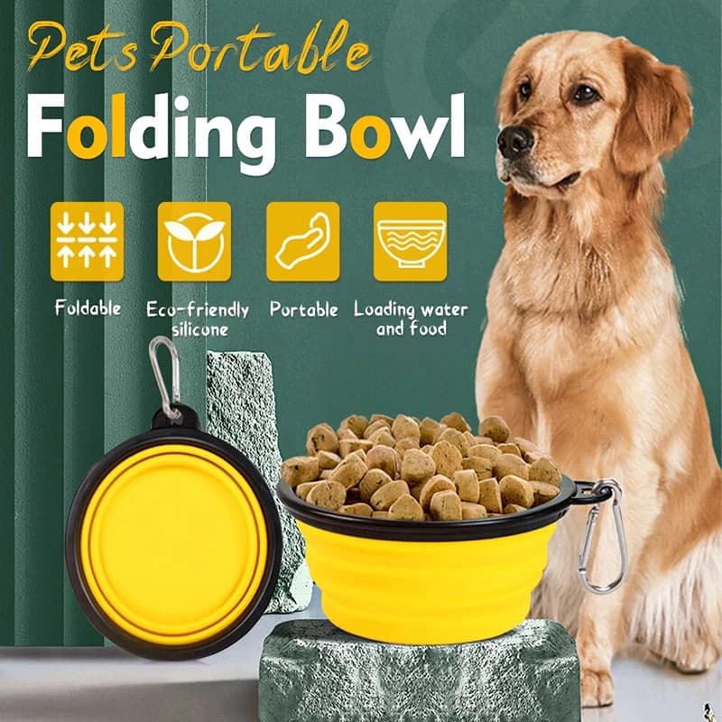 Ciotola portatile per alimenti per animali domestici Ciotola pieghevole durevole da 350 ml Alimentatore per acqua per alimenti in silicone Tazza per cani Contenitore per alimenti portatile da viaggio per esterni