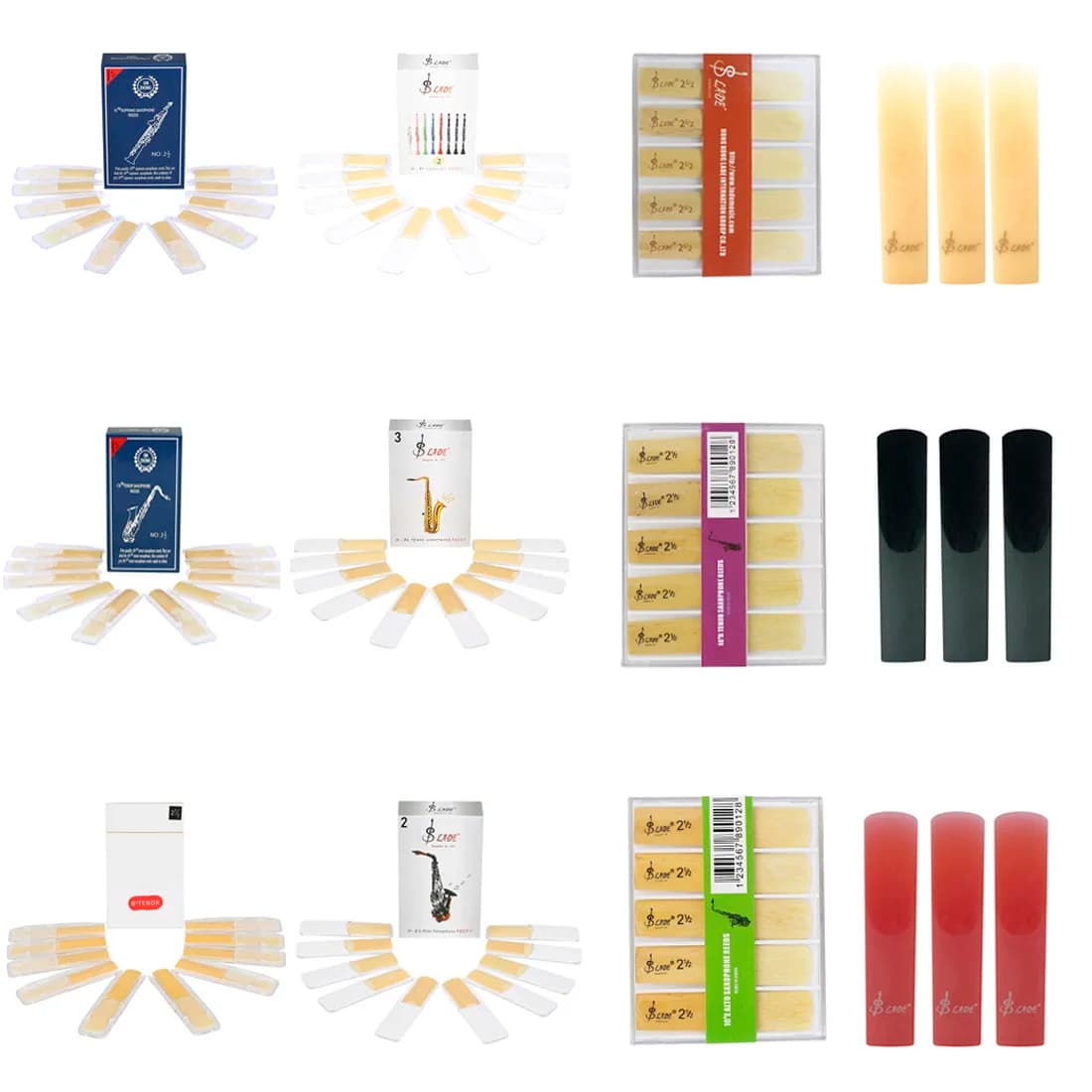 10Pcs Tenor Alto Soprano Saxophone Reeds Clarinet Reed Strength 2 2.5 3 Woodwind Instrument Parts Accessories High Quality Reed