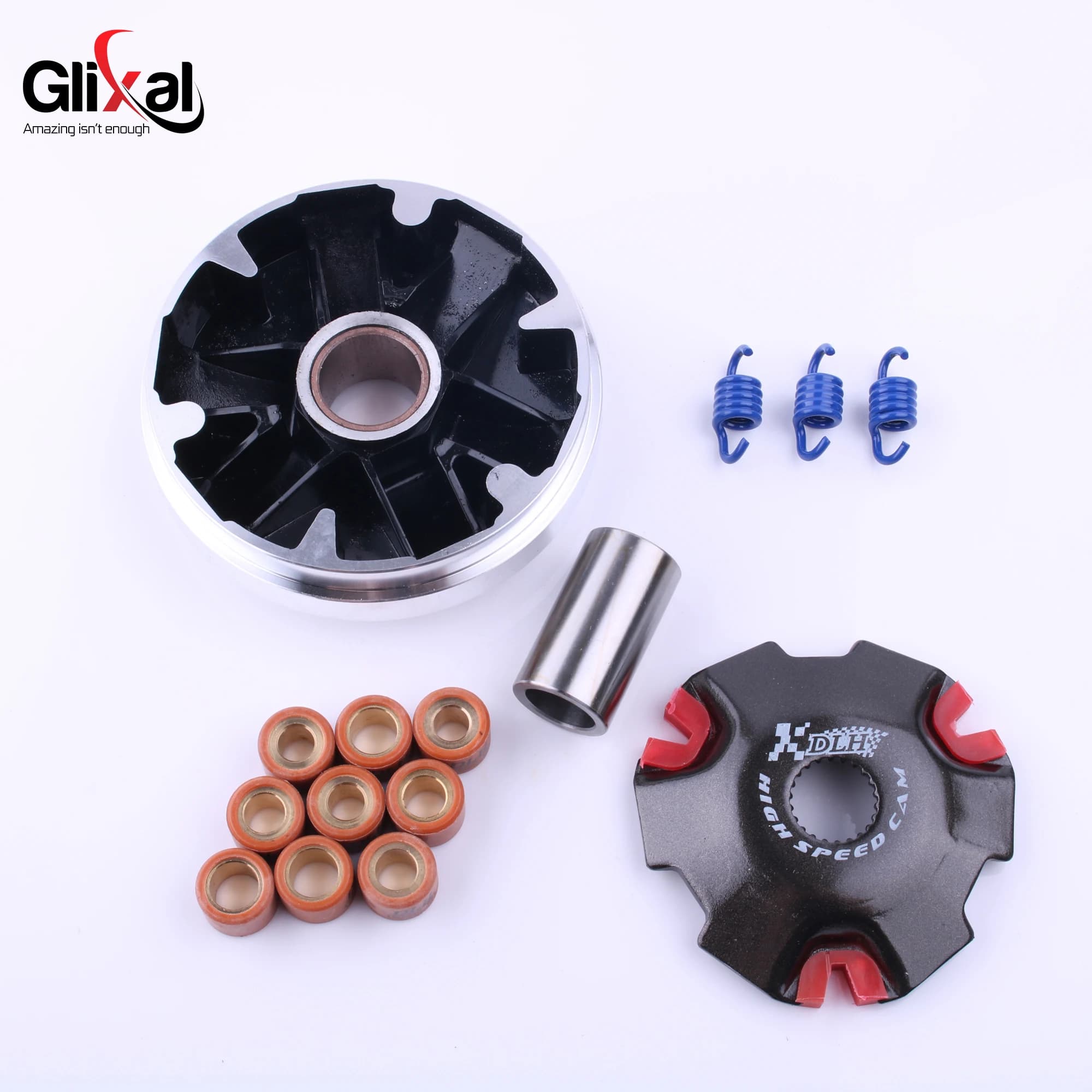 DLH High Performance Racing Variator Kit with 17x12mm Roller Weights for AG50, AG100, Sepia, Address 50, V100, 2T Scooter Moped