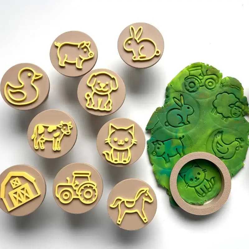 12pcs Clay Mold Set Animal Clay Stamp, For Soft Clay, Wax, Resin Crafts, Adaptable For Scrapbook, Card Making, Sealing Wax Stamp