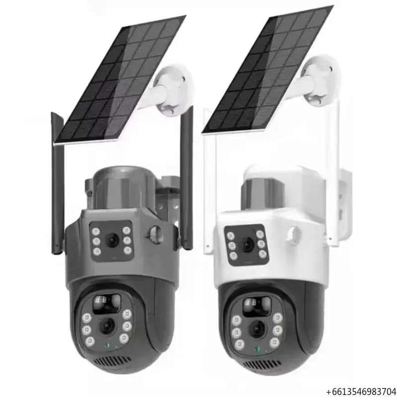 Telecamera di Sicurezza 4G a Doppia Lente con Tracciamento Automatico, Doppio Schermo, Rilevamento PIR, WIFI, Sorveglianza con Tracciamento Umano V380