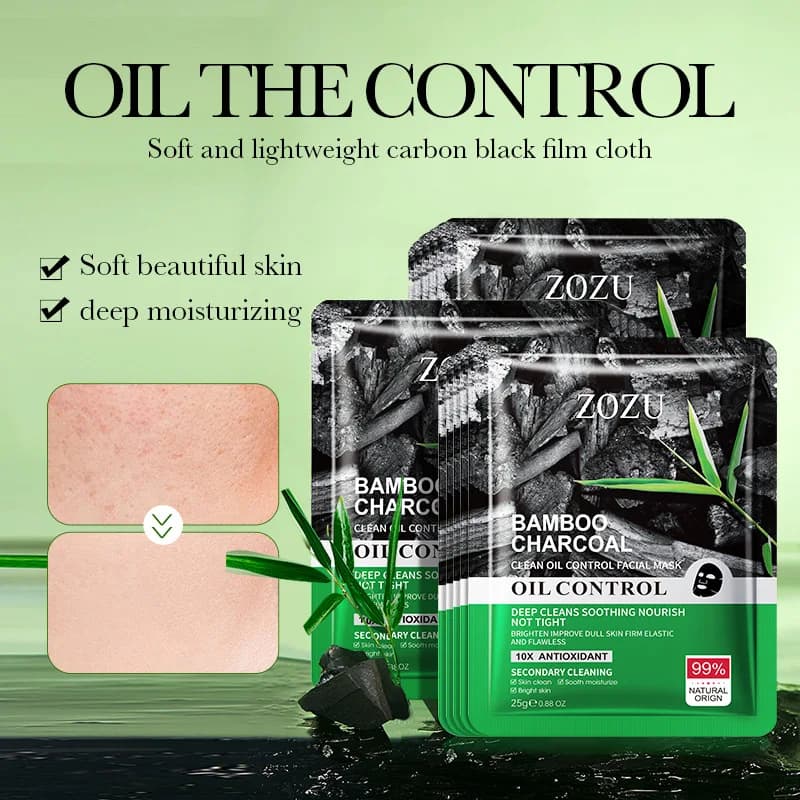 5 bamboo charcoal cleaning oil control blacking facial mask, deep cleaning, male and female skin care