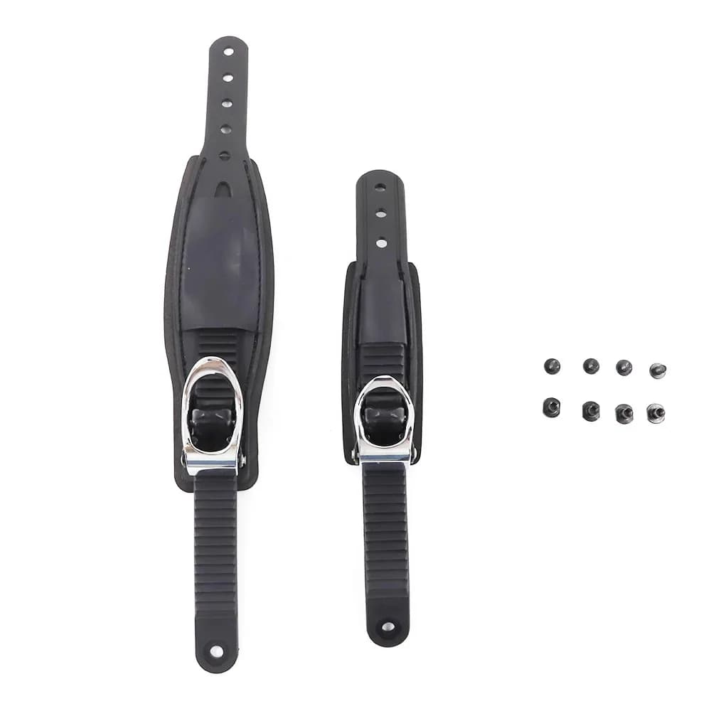 Adjustable Ski Strap Binding Attachment for Multiple Occasions With Ratchet Tongue Ladder to Secure Shoelaces