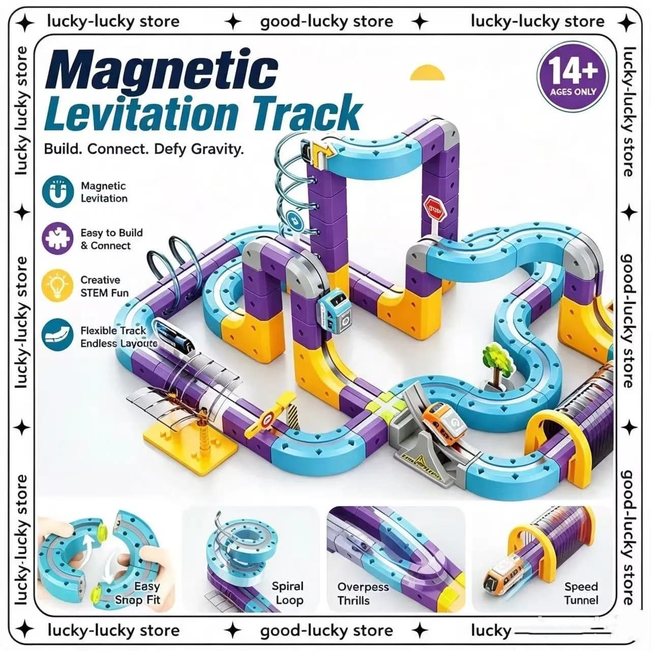 Magnetic Building Blocks Track Car Variable Assembled Track Puzzle Educational To Family Interactive Game School For Adult Gift