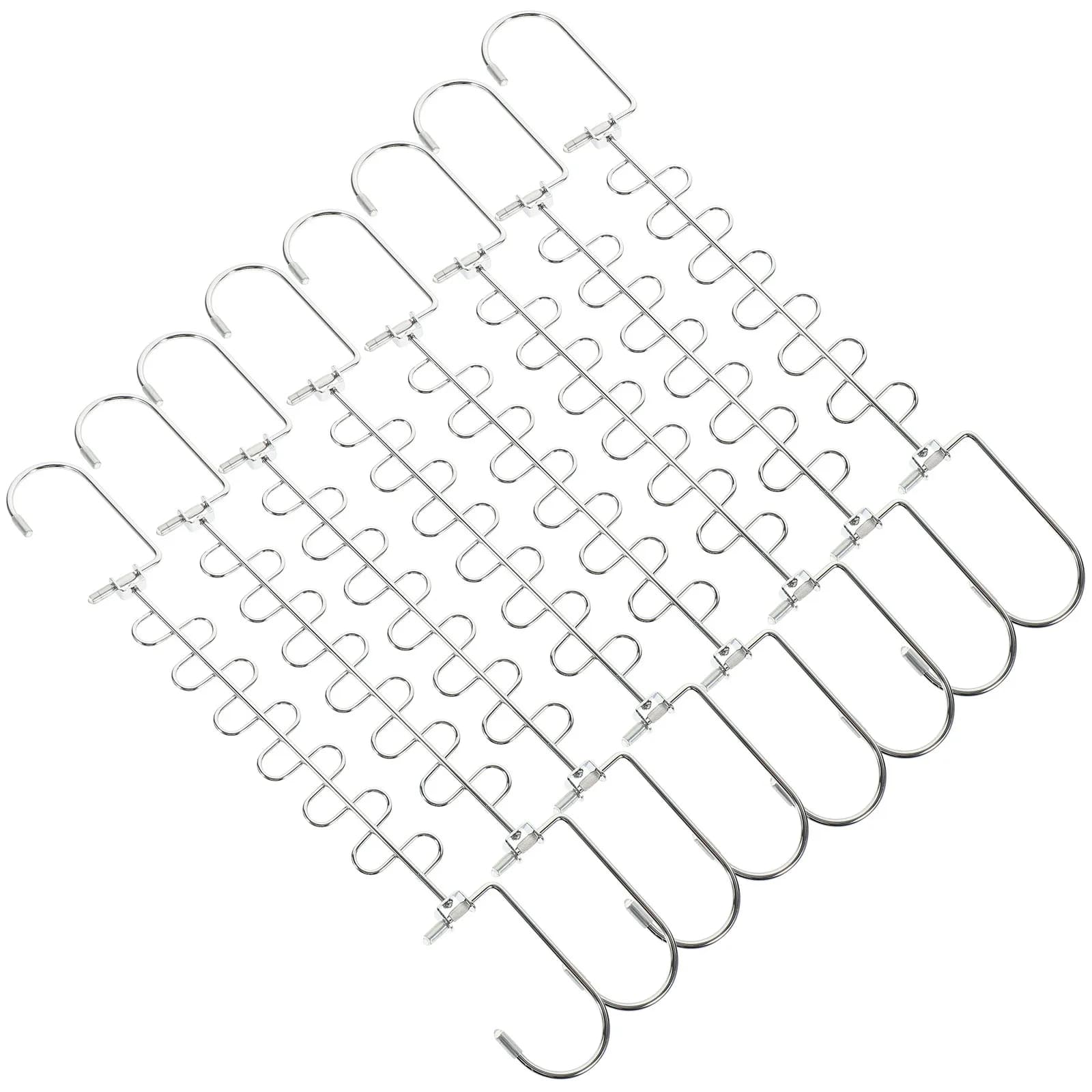 Set di 8 Appendiabiti Pieghevoli in Metallo Resistente, Salvaspazio con Multi-Slot, Gancio Girevole a 360°, Organizzatore per Armadio