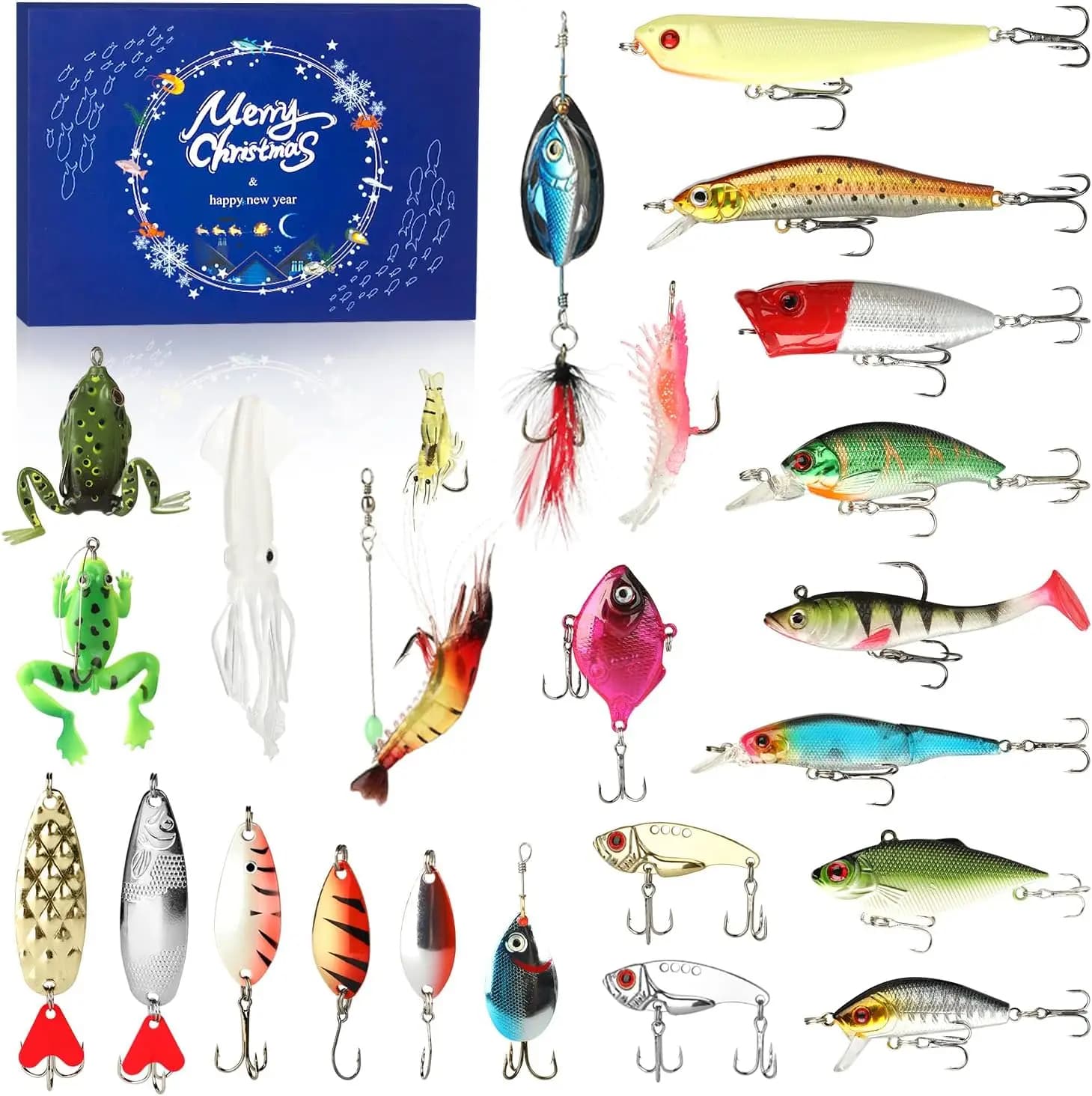 Fishing Advent Calendar 2025, countdown calendar of 24 Christmas days, fishing baits for adult men of fishermen, teenage boys, Christmas gift