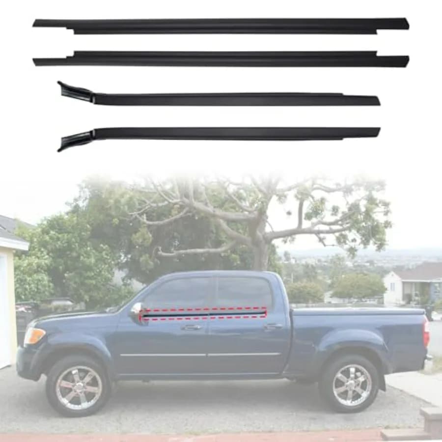 Guarnizione Finestrino Anteriore e Posteriore Compatibile con Toyota Tundra Double Cab 2004-2006, Modanatura Finestrino, Guarnizione Antipioggia OE 75720-0C010 75710-0C01