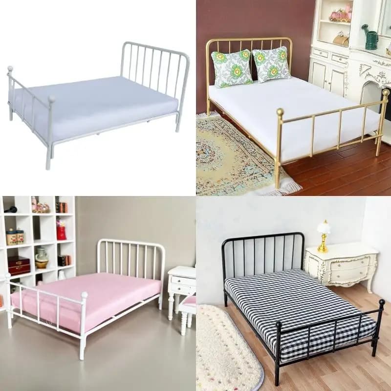 1 pz decorazione scena camera da letto 1:12 casa delle bambole letto in metallo mini mobili per bambole struttura in ferro letto singolo modello accessori per casa delle bambole