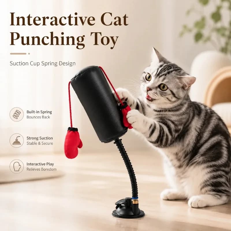 Cat Boxing Toy Interactive Game Punching Bag With Gloves Creativity Mini Gym Stress Relief Home Portable Pet Dog Training Tools