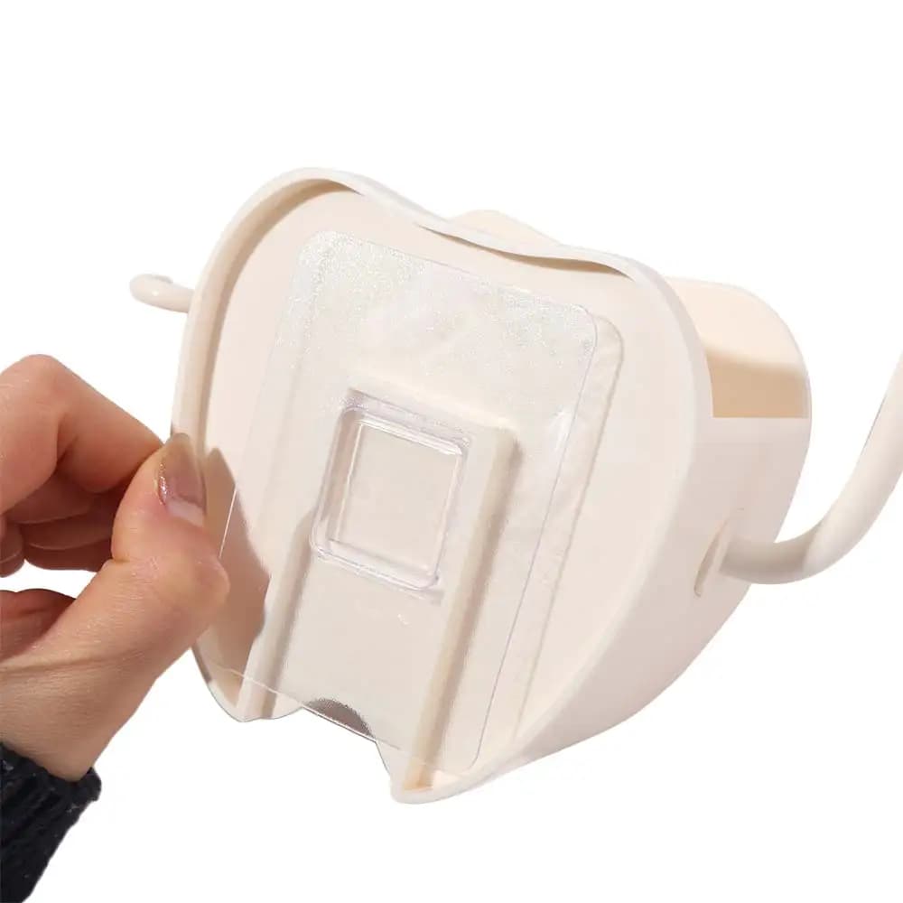 Portaspazzolino Multifunzionale a Forma di Dente, Supporto da Parete in Plastica Senza Foratura, Mensola da Bagno Montata a Muro