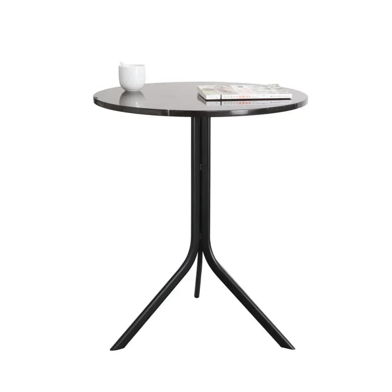 Simple black and white root marble tripod small apartment dining table casual Nordic balcony tea table