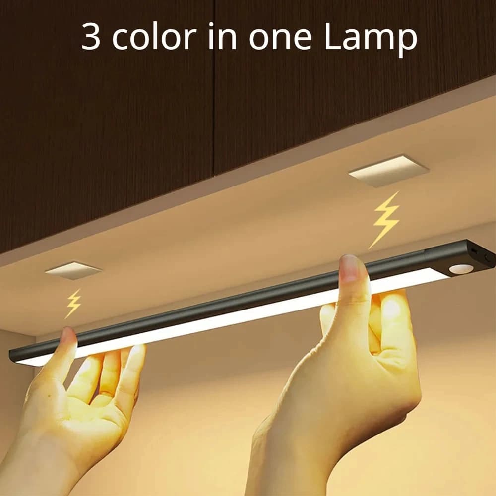 Luce notturna a LED senza fili con sensore di movimento, ricaricabile tramite USB, lampada da armadio, luce sotto il mobile per cucina a LED