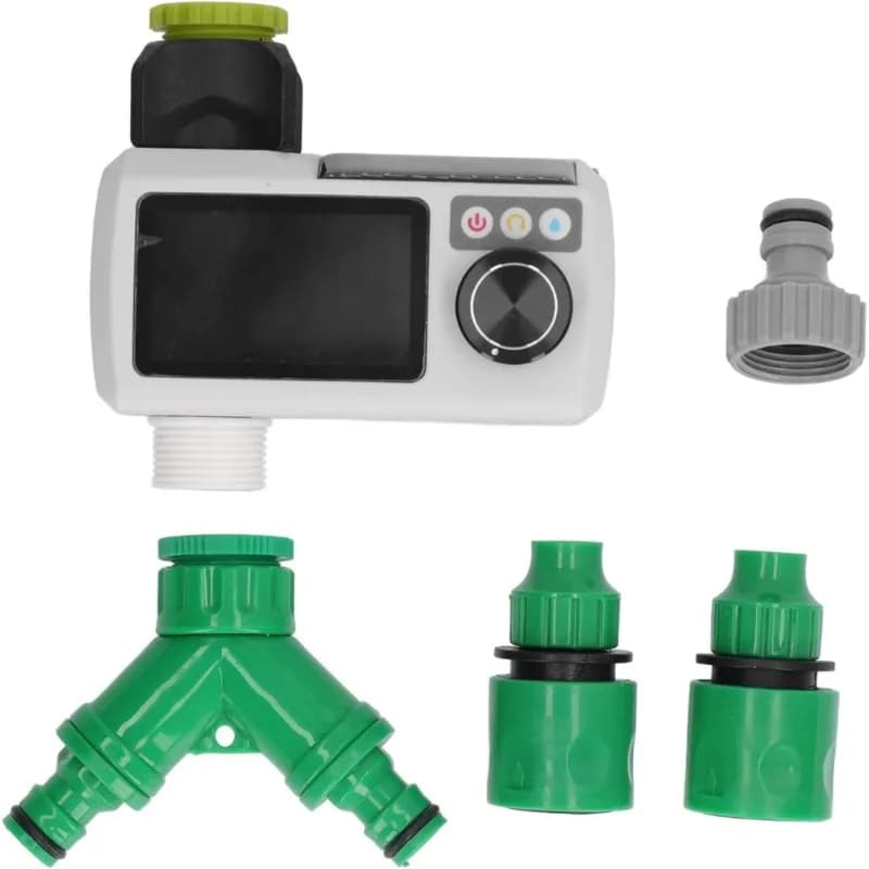 Programmable drip irrigation system for garden hose with solar energy timer with rain sensor
