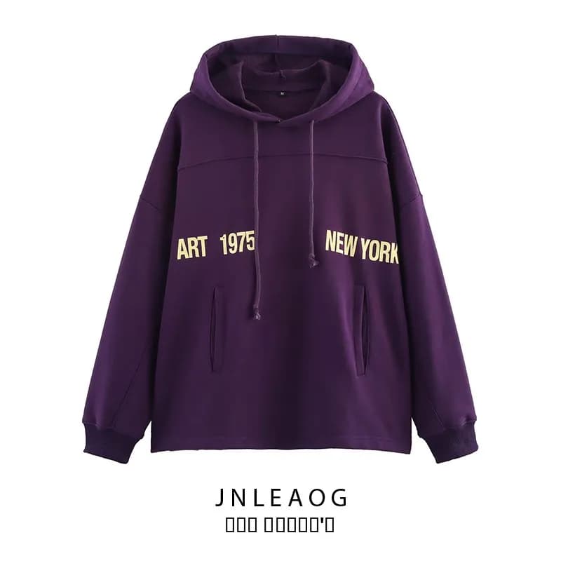 Fashionable Printed Hoodie Sweatshirt JNLEAOG Women's Autumn New Arrival Comfortable Polyester Long Sleeve round Neck Pullover